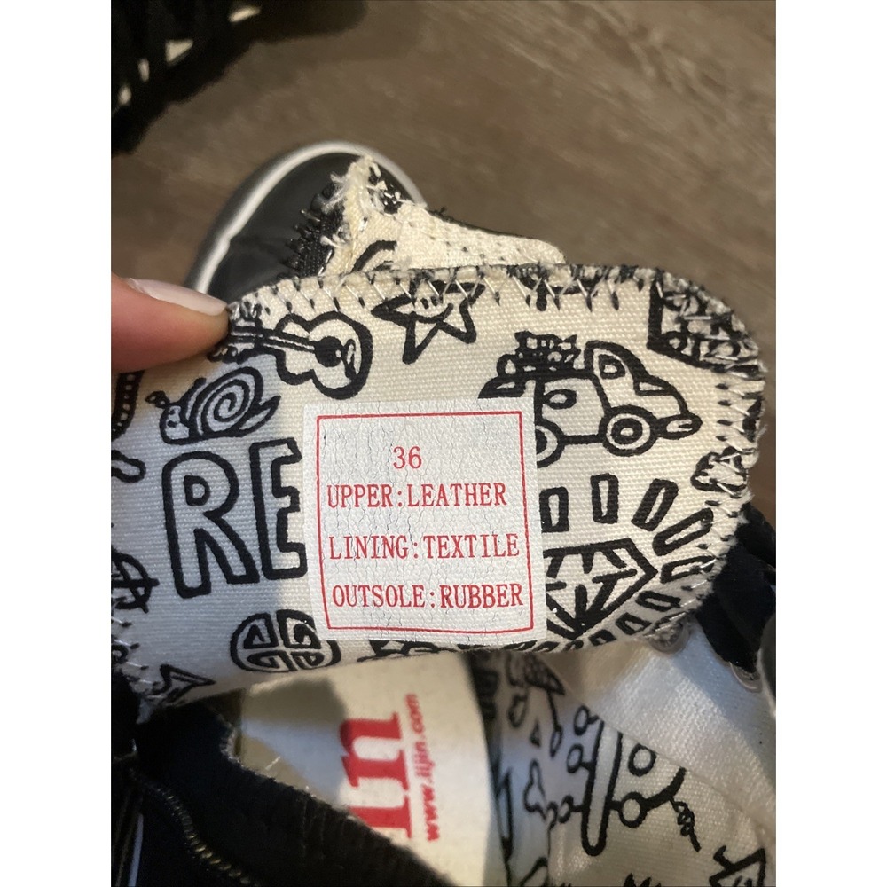 iijin Women High Top Leather Platform Sneakers Size 36 Black - Picture 8 of 8